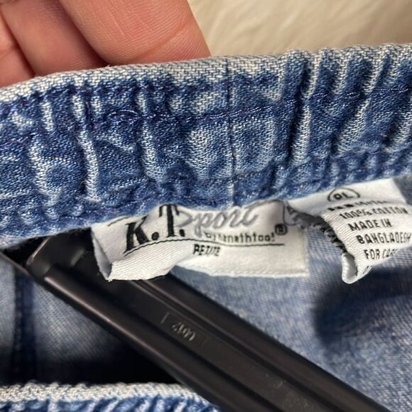 KT SPORT by KENNETHTOO Denim Elastic Waist Ladies Capri Palm Jeans Petite Large - Picture 8 of 10